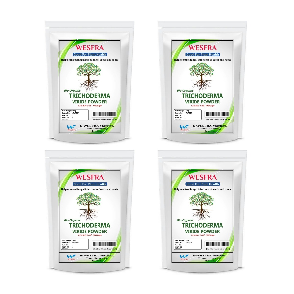 Trichoderma viride powder Biofungicide 900g (Pack of 4)