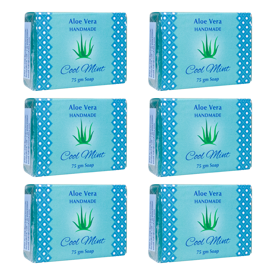 Cool Mint Aloe Vera Handmade Soap: 75 g, Pack of 6