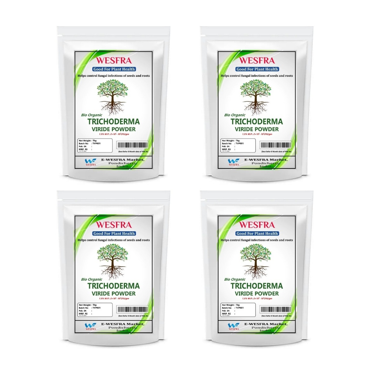 Trichoderma viride powder Biofungicide 900g (Pack of 4)