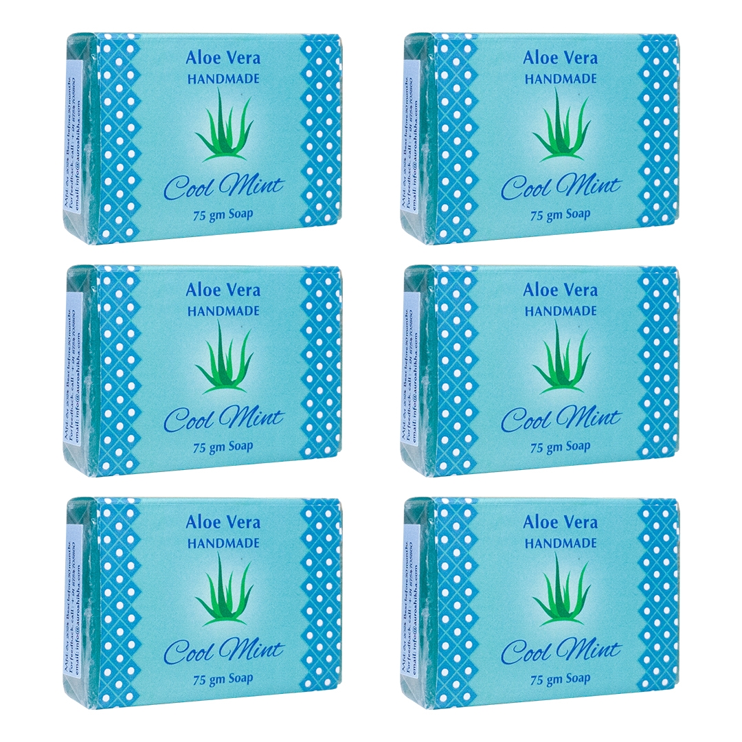 Cool Mint Aloe Vera Handmade Soap: 75 g, Pack of 6