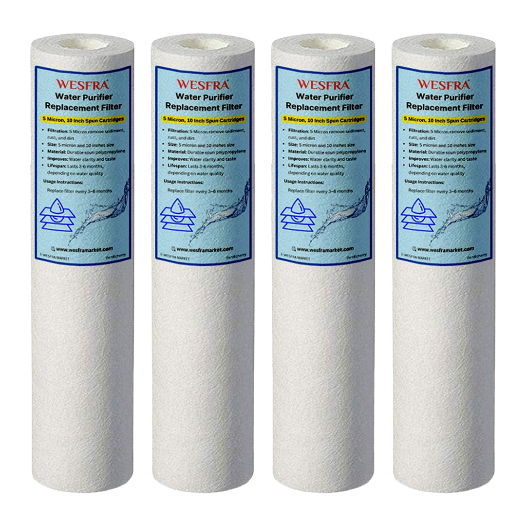 Water Purifier Spun Filter 5 Micron, 10 Inch (Pack of 4) Removes Dirt, Dust and Impurities