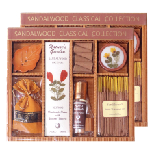 Sandalwood Classical Collection Set (Pack of 2) Sandalwood Cones | Perfume Oil | Scented Sachet | Perfumed Candle | Incense Sticks | Incense Stand