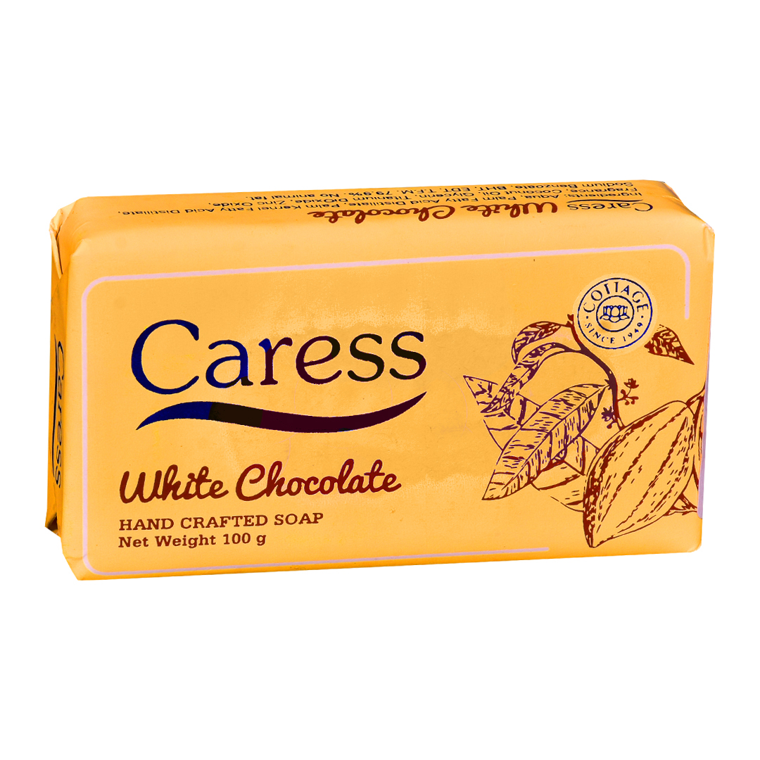 Caress White Chocolate Handcrafted Soap - Moisturizing Bar Soap, Pack of 6, 100g Each - Rich Fragrance for Soft Skin