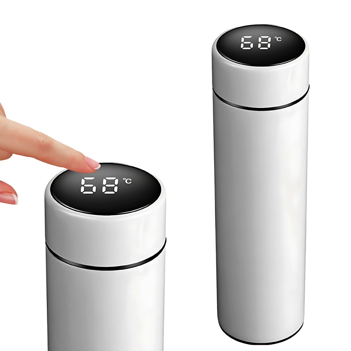 LED Temperature Display 500ml Hot/Cold Water Bottle White