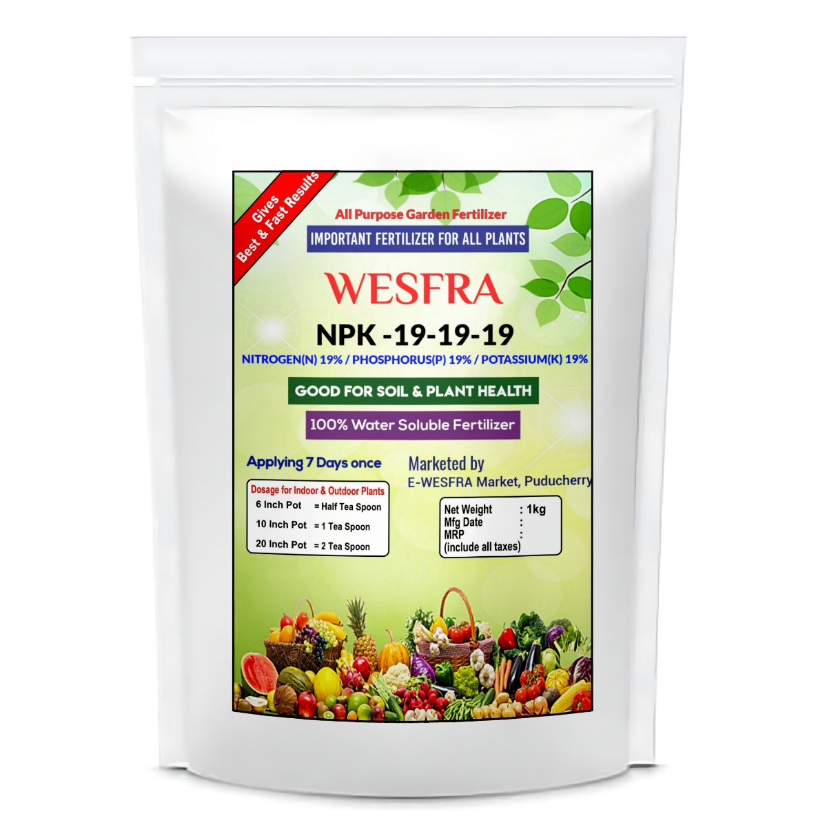NPK 19-19-19 Fertilizer 900g– Balanced Nutrition for Healthy Plants

