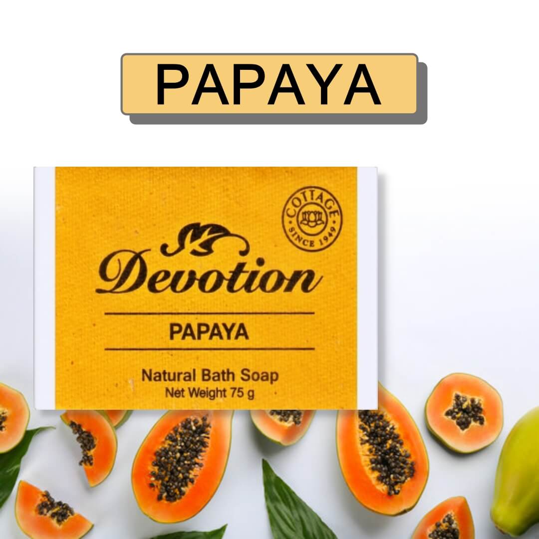 Devotion Papaya Natural Bath Soap Pack of 6 (75g Each)