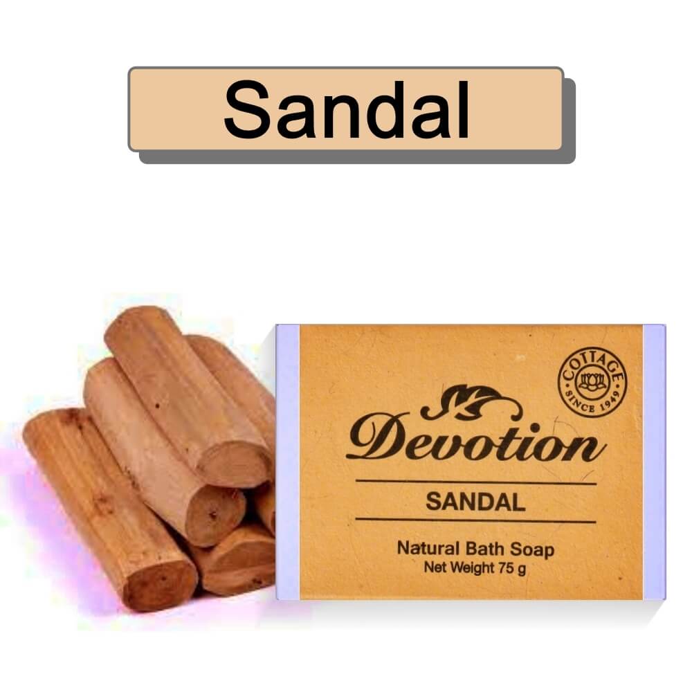 Devotion  SANDAL Natural Bath Soap, Pack of 6 (75g Each)