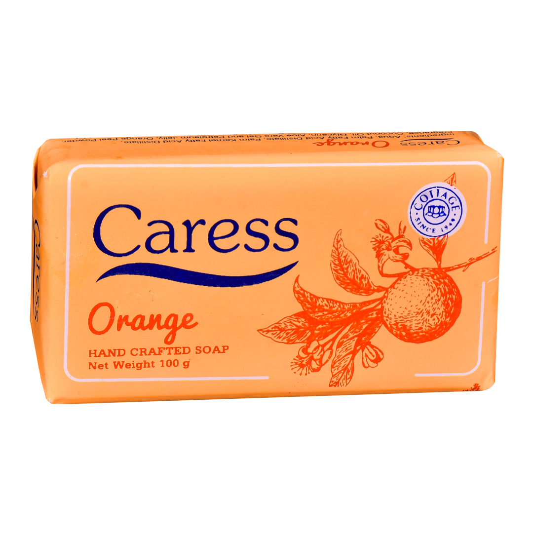 Caress Orange Handcrafted Soap | Pack of 6 | 100g Each | Natural Ingredients | Refreshing Citrus Scent | Gentle & Nourishing