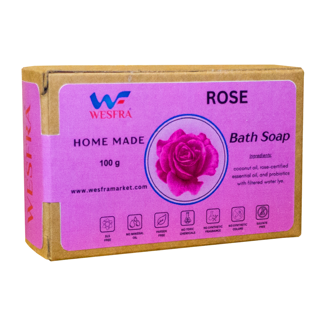WESFRA Rose Homemade Soap, 100g, Pack of 6