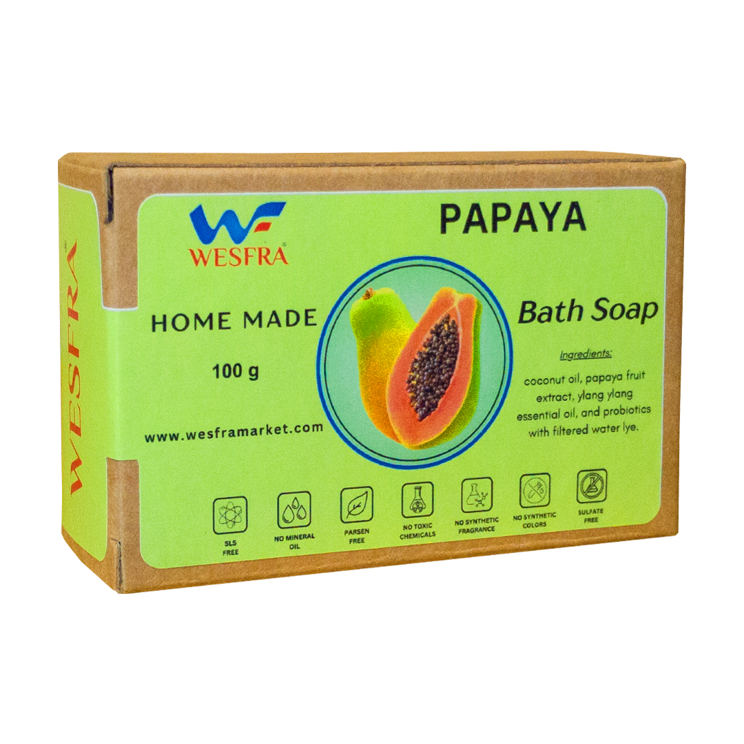 WESFRA Papaya Homemade Soap, 100g, Pack of 6